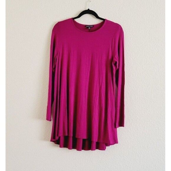 Eileen Fisher Fuchsia Long Sleeve Soft Jersey Viscose Pullover Tee Size Small - Picture 1 of 8